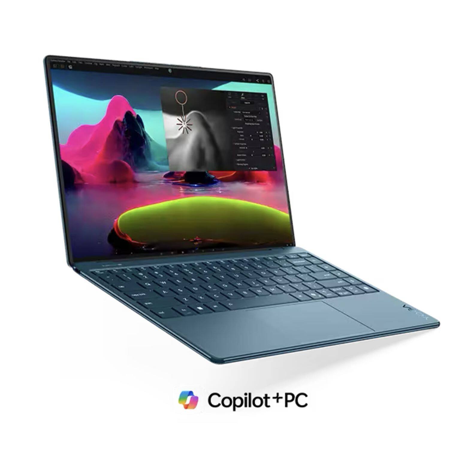 Angle. Lenovo - Lenovo Slim 9i 83CX0005US Laptop, Ultra 7-258V, 32GB, 2TB SSD, 14.0" 4K (3840x2400), Intel Arc 140V, Win 11 Pro - Tidal Teal.