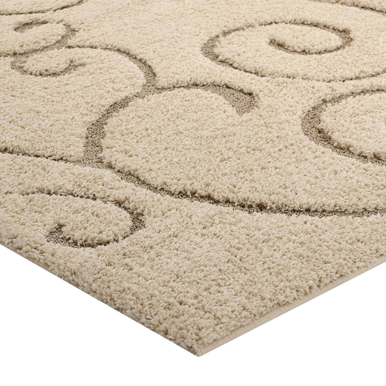 Alt View 2. Modway - Jubilant Abound Abstract Swirl Shag Area Rug - Creame and Beige.