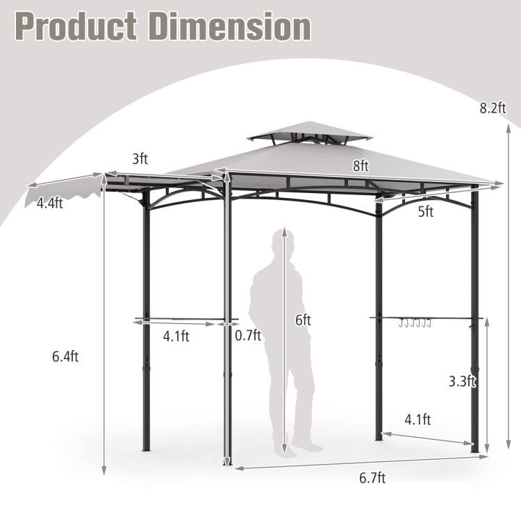 Product Dimension: 8.2ft, 3ft, 8ft, 4.4ft, 5ft, 6.4ft, 4.1ft, 0.7ft, 6ft, 3.3ft, 4.1ft, 6.7ft