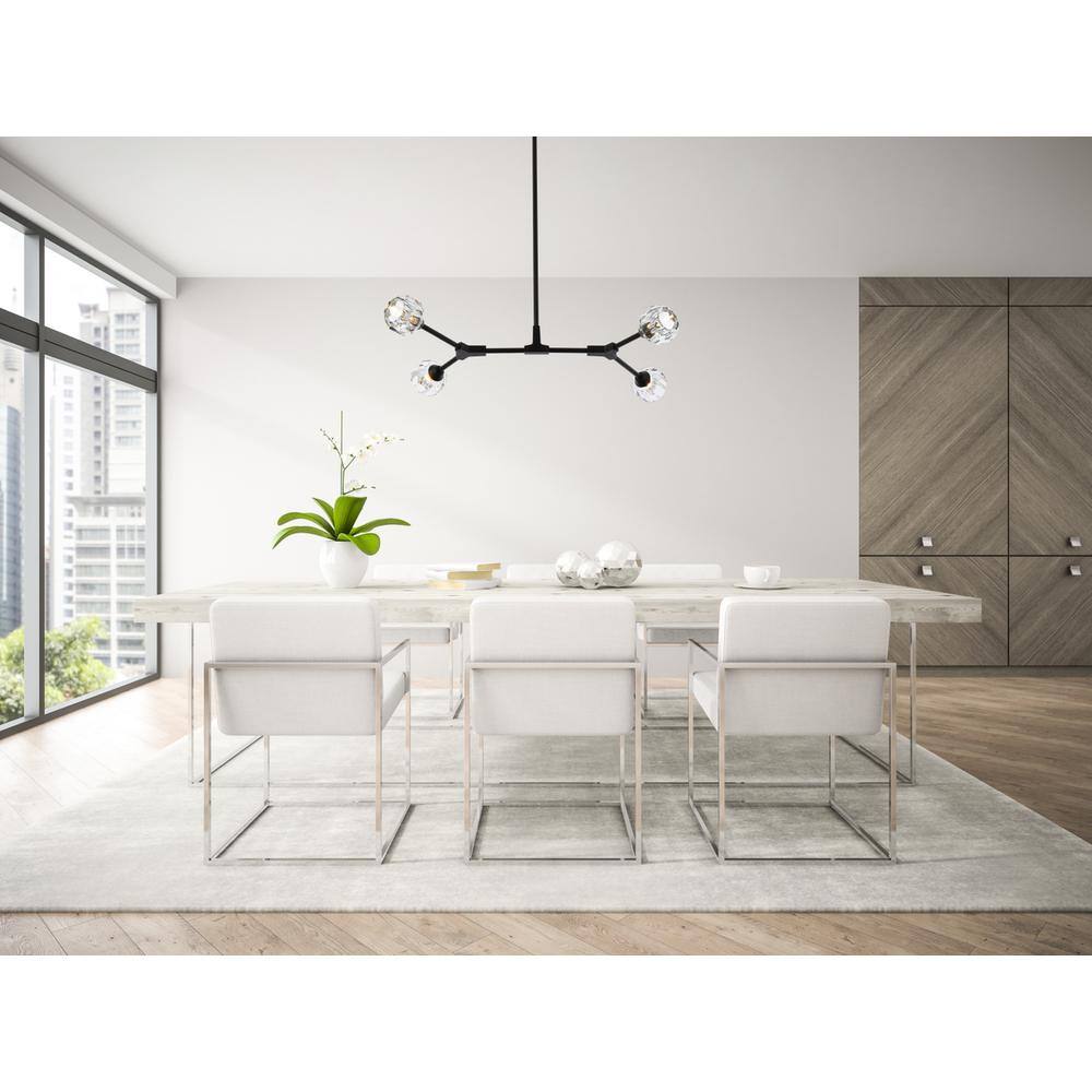 Angle. Elegant Lighting - Zayne 4 Light Pendant in Black - Black And Clear.