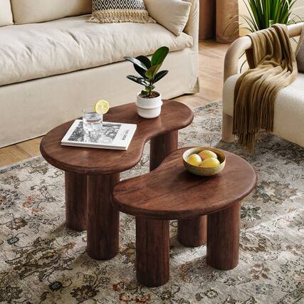 Front. Modway - Hackney Mango Wood Nesting Coffee Table Set by Modway - Walnut.