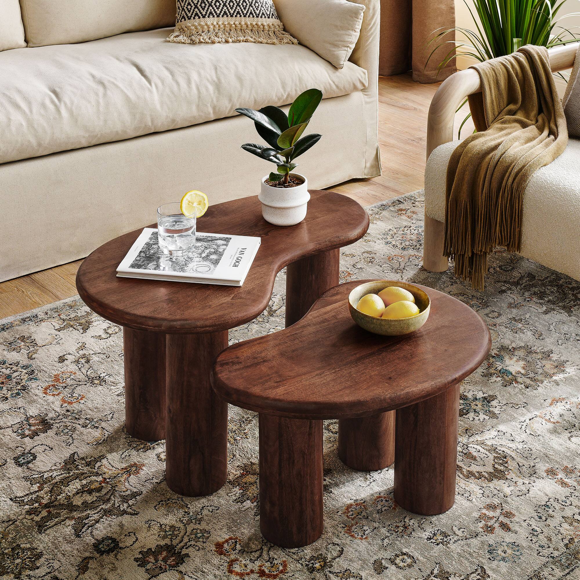 Front. Modway - Hackney Mango Wood Nesting Coffee Table Set by Modway - Walnut.