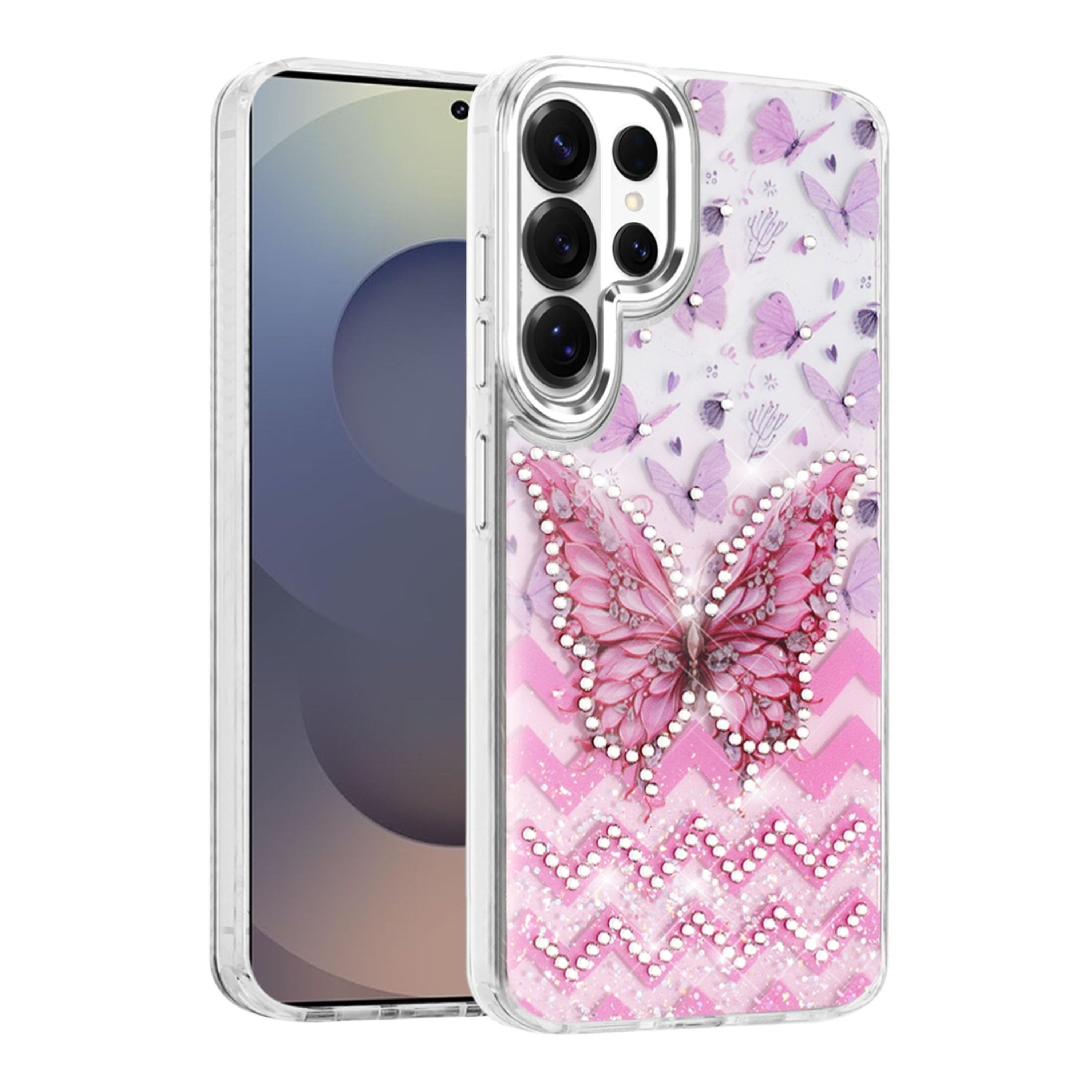 Kitcheniva - Colorful Epoxy Design Plastic Jewels With Tempered Glass For Samsung Galaxy S26 Ultra Pink - Multicolor price history on PriceWatchPro