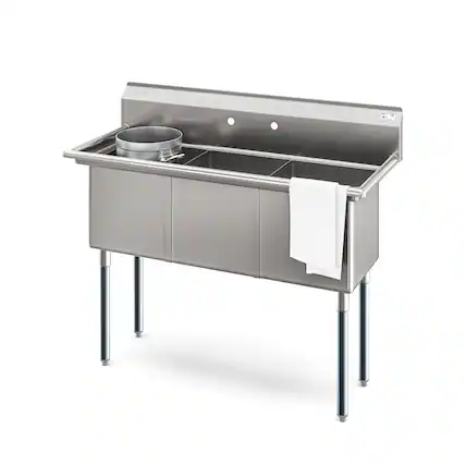Front. Koolmore - 51 in. Three Compartment Sink, Bowl Size 15x15x14, 18 Gauge Stainless-Steel (KM-SC151514-N3) - Stainless Steel.