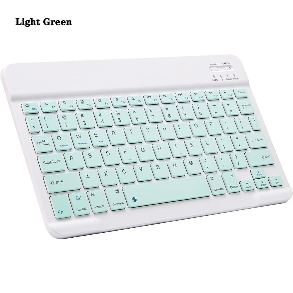 Luckbyte - 10" Ultra-Thin Bluetooth Wireless Mini Keyboard, Portable Slim Keyboard for iPad, iPhone, Android Tablets & Smartphones - Light Green1