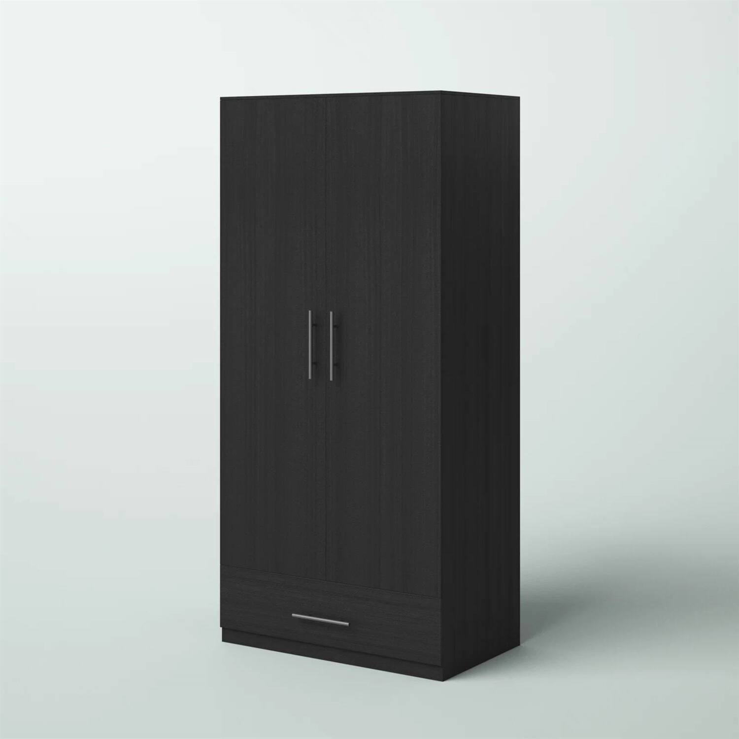 Left. SlickBlue - Modern Armoire Wardrobe Closet with Storage Drawer in Wood Finish - Black.