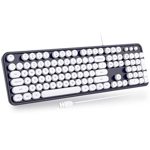 Reds Spade - Wired With 7 colors Full Size Retro Keycaps Numeric Keypad And Media Hotkey For Computer Desktop Pc Laptop Win - Dark Blue