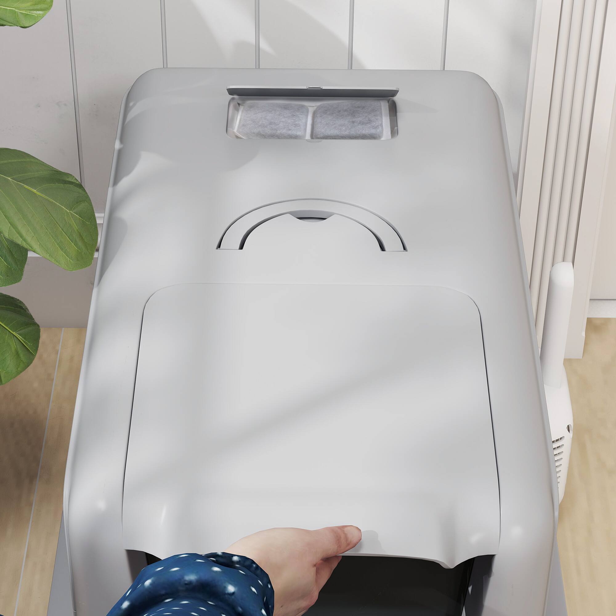 Alt View 5. Pawhut - Stainless Steel Cat Litter Box, Extra Large 2 in 1 Metal Kitty Litter Pan w/Removable Lid, Scoop, Filter Bags - Gray.