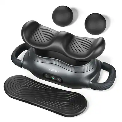 Front. Costway - Costway Massage Gun Deep Tissue Multipurpose Electric Massager with 3 Massage Heads - Black.