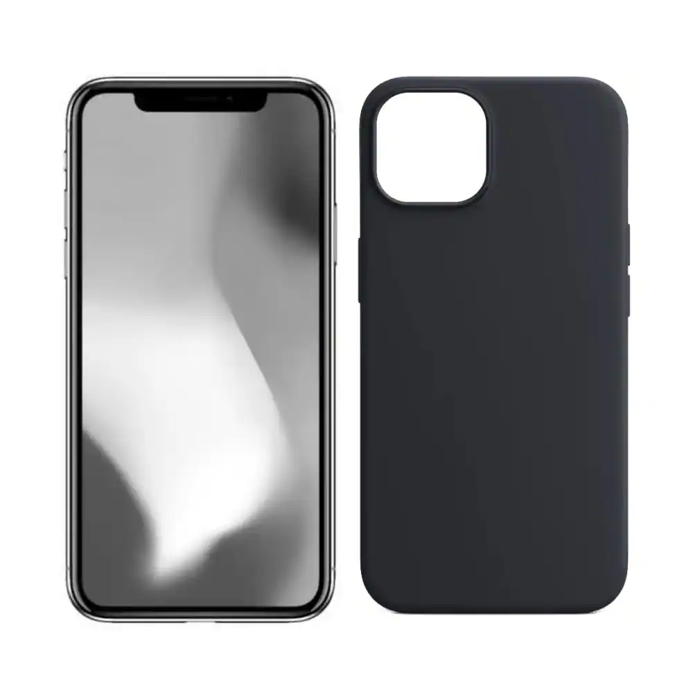 Alt View 1. Qixxronics - Silicone Phone Case Compatible with iPhone 11 Pro Drop Protection Shockproof - Black.