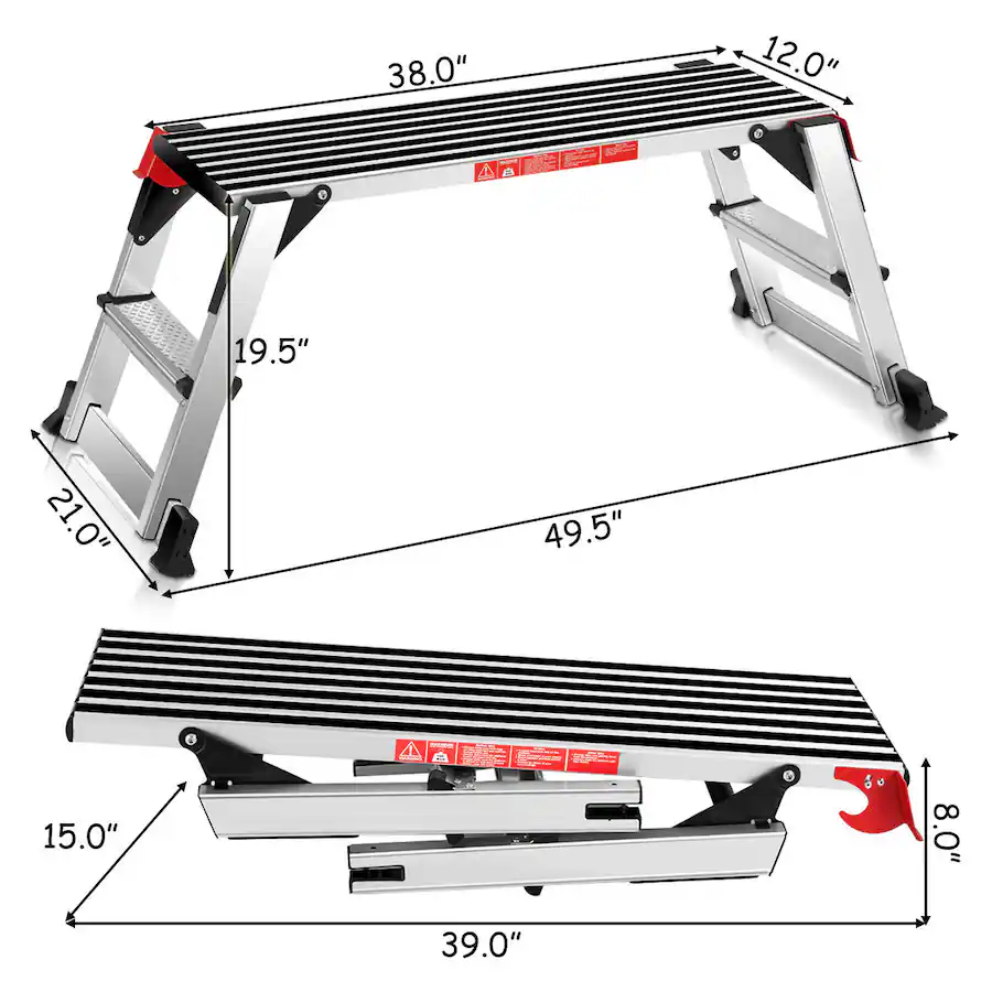 Drywall Step Stool Costway Goplus 330lbs Aluminum Step Stool Folding Bench Work Platform ...