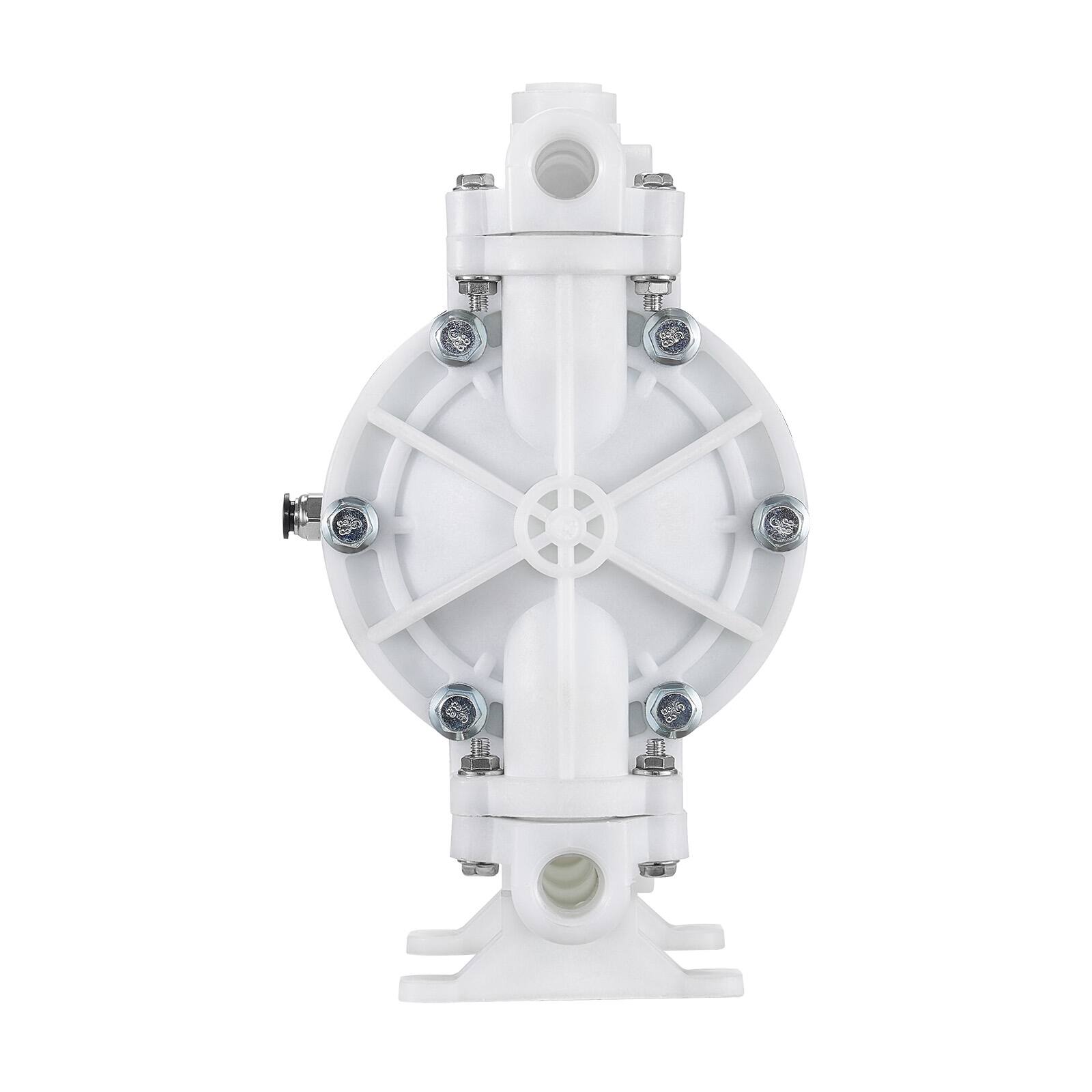 Alt View 5. VEVOR - Air Operated Double Diaphragm Pump, 4.4 GPM, 1-1/2 inch Inlet & Outlet Pneumatic Waste Oil Transfer Pump, Max 100 PSI - White;Black.
