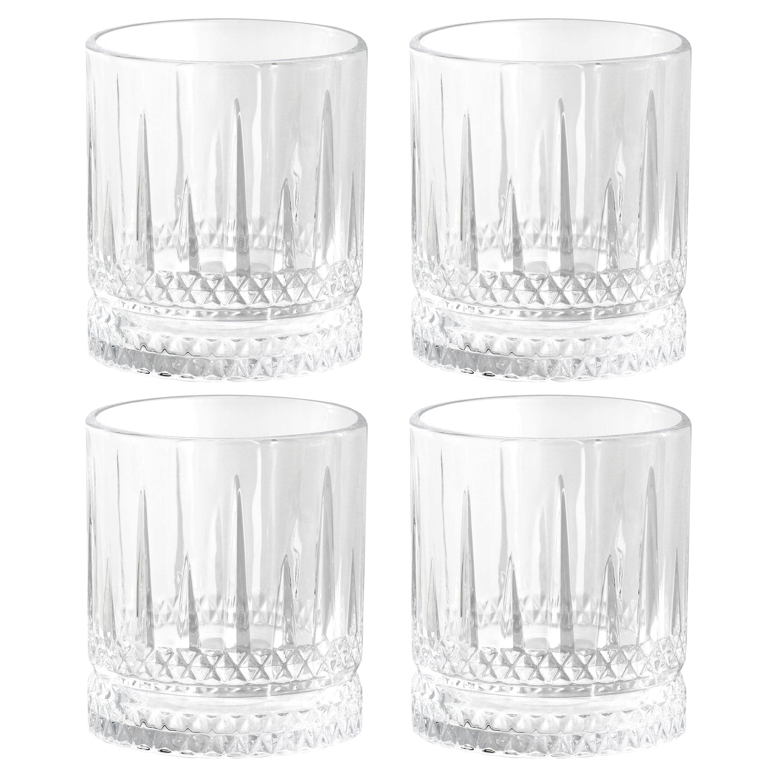 Gibson - Home 4 Piece 13 Ounce Iceberg Embossed Double Old-Fashioned Glass Set - Clear