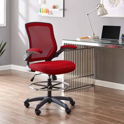 Front. Modway - Veer Drafting Chair by Modway - Red.