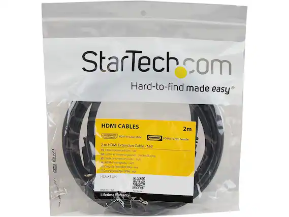 StarTech.com
Hard-to-find made easy
HDMI CABLES
2m
HDMI (19 pin) Male HDMI (19 pin) Female
2 m HDMI Extension Cable M/F
FR: Cable d'extension HDMI M/F
DE: HDMI-Verlängerungskabel Stecker/Buchse
ES: Cable de Extensión HDMI M/H
NL: HDMI Verlengkabel M/F
PT: Cabo de Extensão HDMI M/F
IT: Cavo di prolunga HDMI M/F
HDEX2M
MADE IN CHINA
Lifetime Warranty
www.startech.com/support