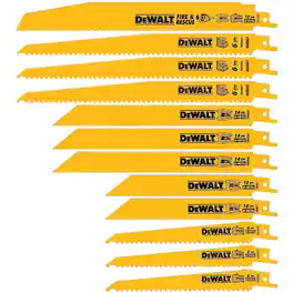 Dewalt - Reciprocating Saw Blade Set, 12-Piece Bi-Metal, with Storage Case - Yellow