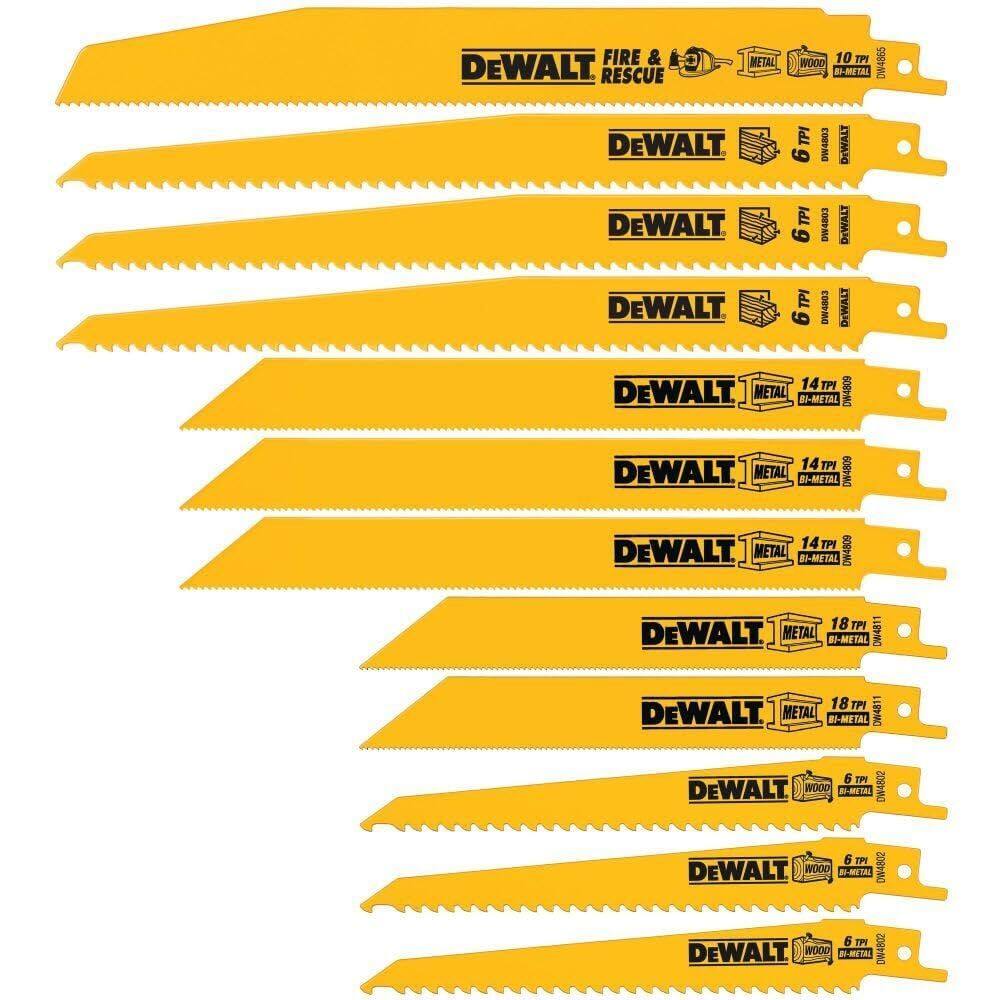 FIRE & RESCUE METAL WOOD
DEWALT 10 TPI DW4865 BI-METAL
DEWALT 9 TPI DW4803
DEWALT 6 TPI DW4003
DEWALT 14 TPI 609-MO
DEWALT 14 TPI DW4809
DEWALT 18 TPI DW4811
DEWALT 6 TPI D4802