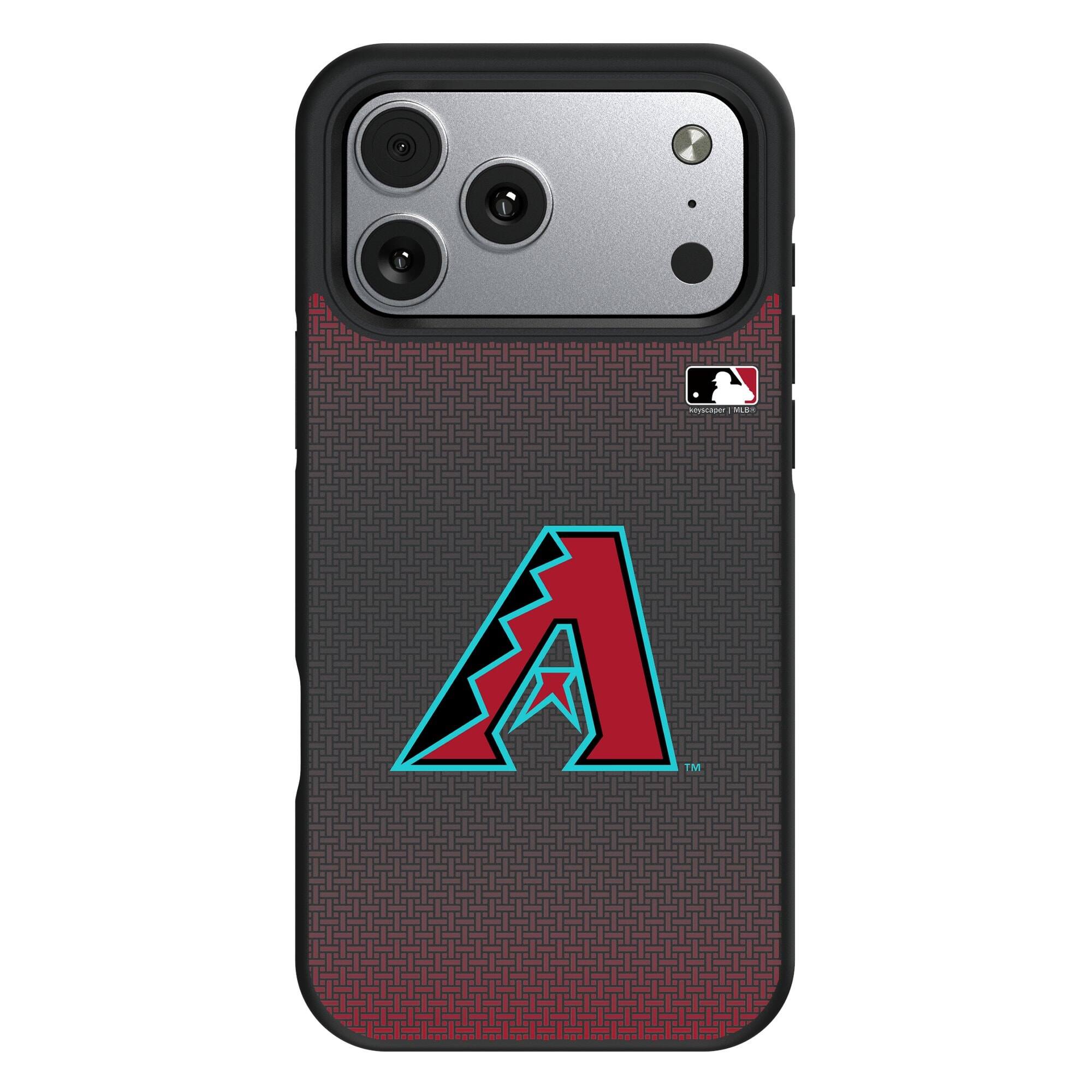 Front. Keyscaper - Arizona Diamondbacks Bump Case with 8.2ft Drop Protection - 13 Pro Max - Black.