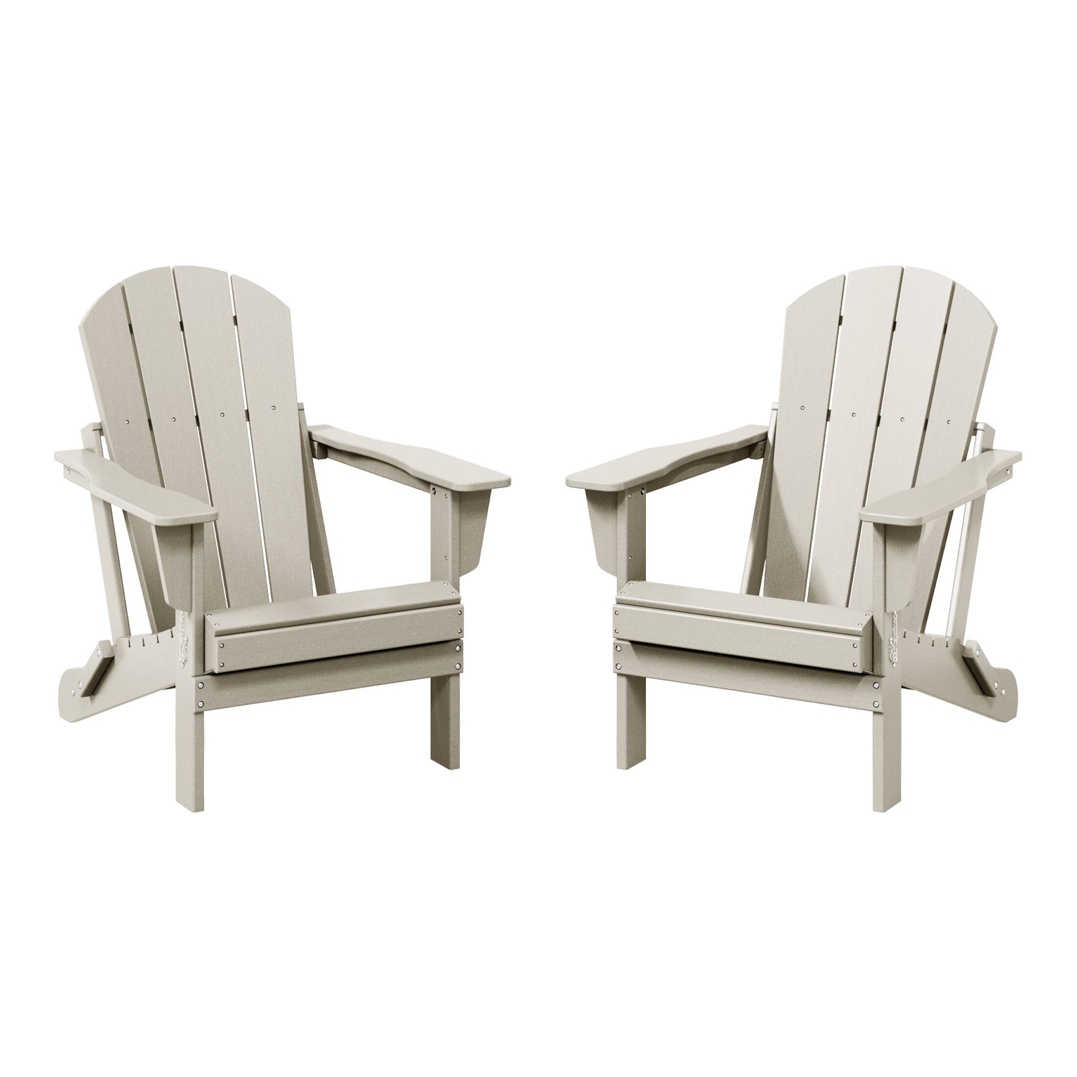 Front. WestinTrends - WestinTrends Malibu Outdoor HDPE Folding Poly Adirondack Chairs (Set of 2) - Sand.