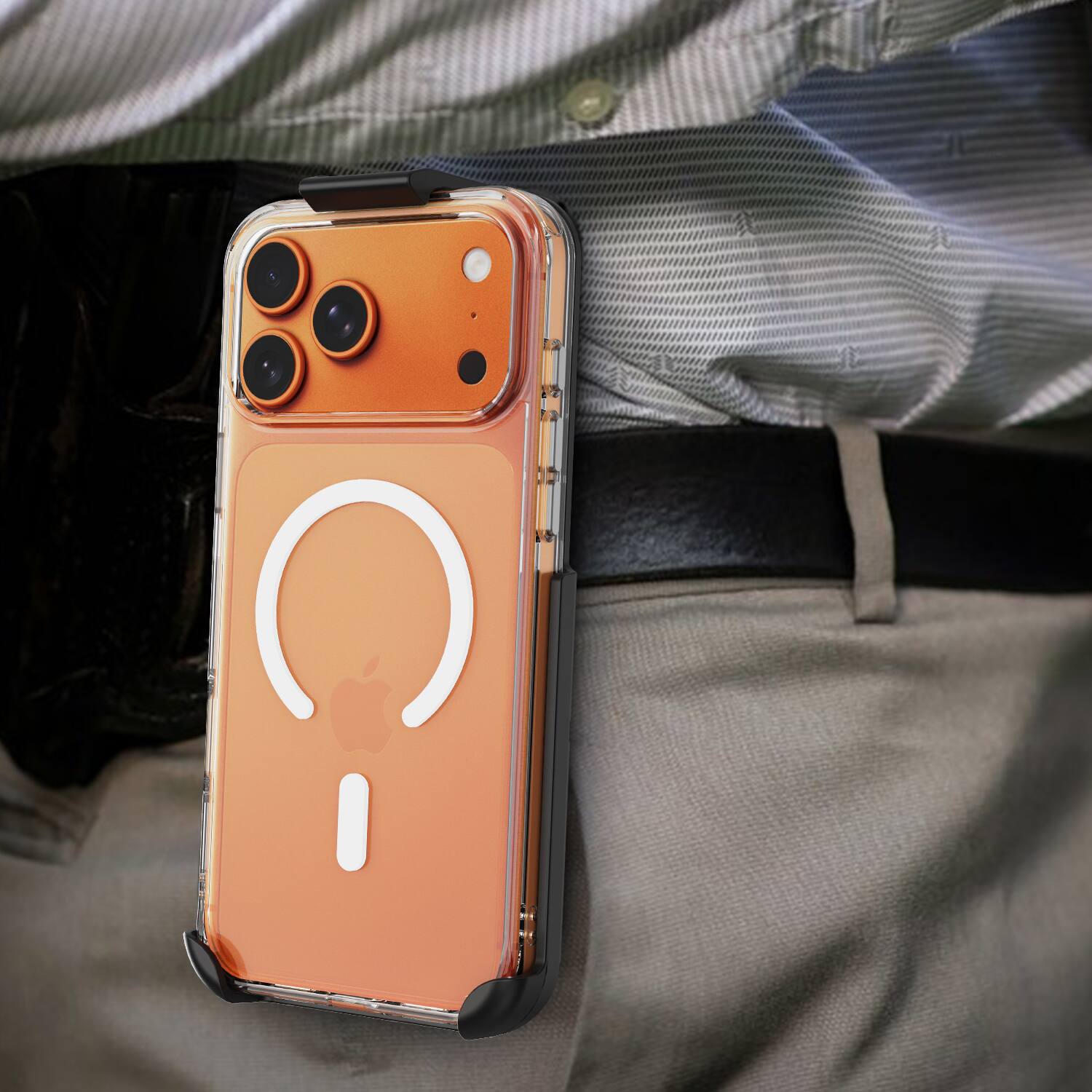 Alt View 6. Nakedcellphone - Combo for iPhone 17 Pro Max - Case and Holster Belt Clip (Compatible with MagSafe) - Clear.