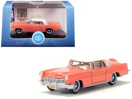 Oxford Diecast - 1956 Lincoln Continental Mark II Island Coral with Starmist White Top 1/87 (HO) Scale - Orange