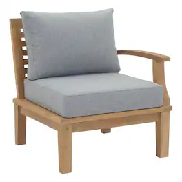 Outdoor Escape - Teak Outdoor Left-Facing Sofa With Cushions And Armrests - Gray
