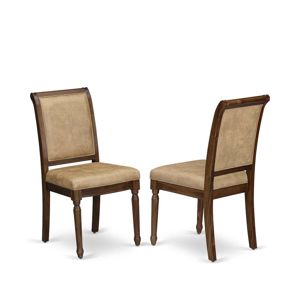 Front. East West Furniture - Modern Dining Chairs Set of 2 - Brown.