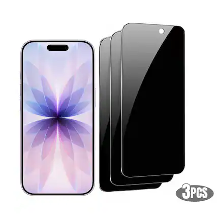 Front. Qixxronics - 3-Pack Qixxronics Privacy Tempered Glass Screen Protector for iPhone 17 - Black.