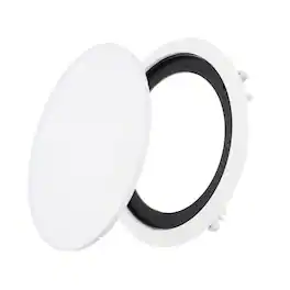 Unique Bargains - Ceiling In-Wall Speaker Grille Cover and Base, Round Metal Recessed Drop Ceiling Magnetic Dust Cover for Sound System - White