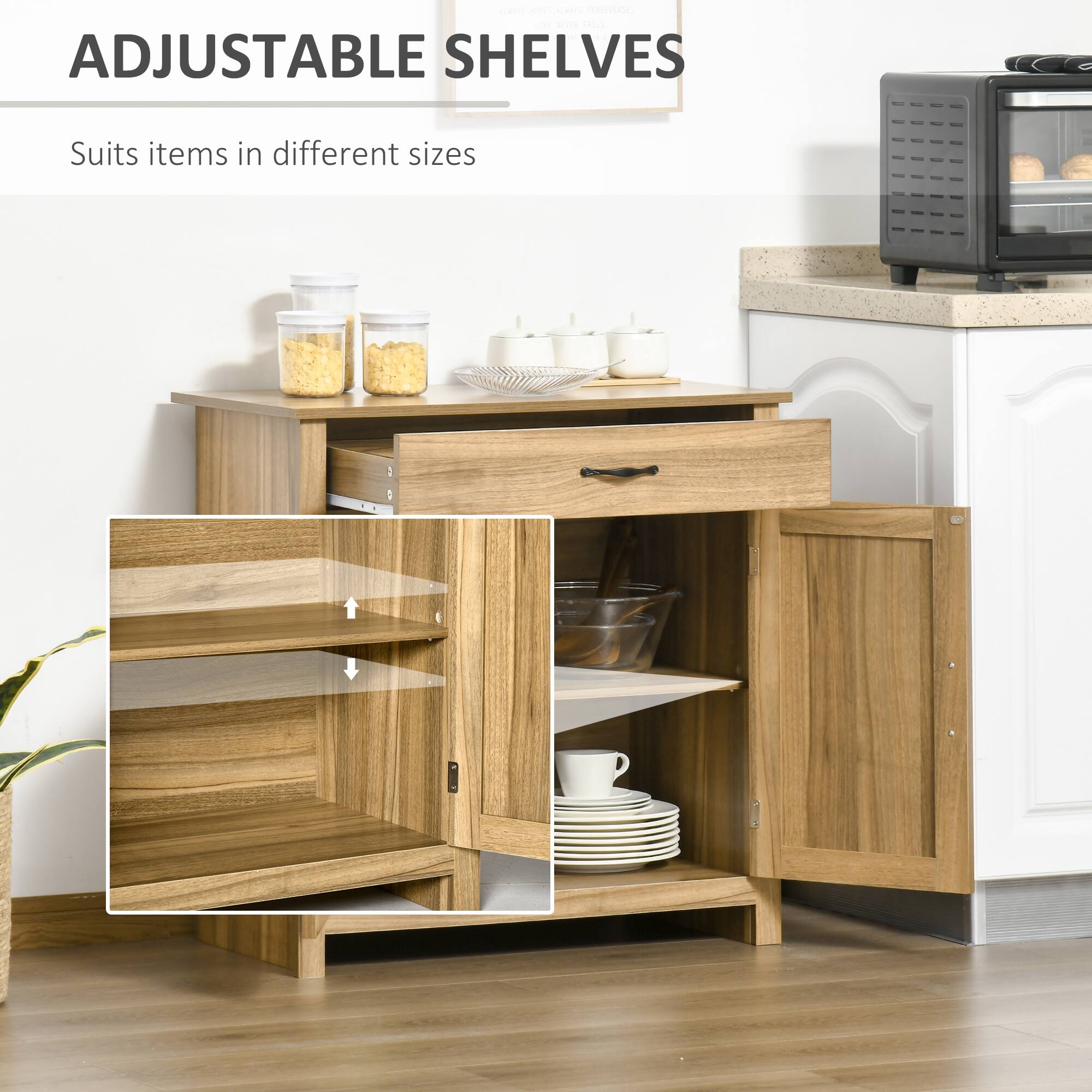 ADJUSTABLE SHELVES
Suits items in different sizes