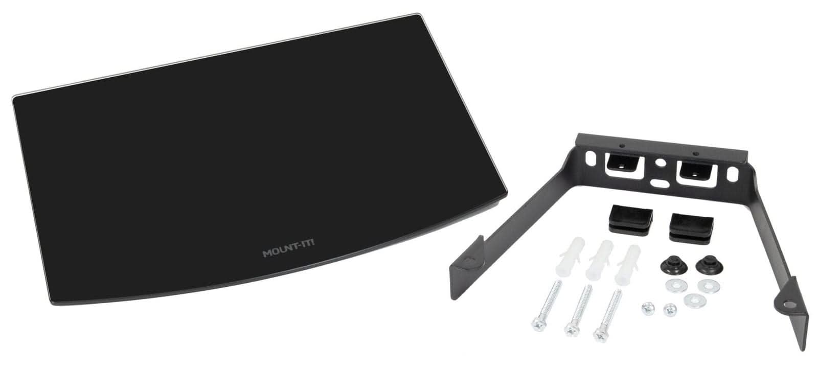 Alt View 4. Mount-It! - Floating A/V Component Wall‑Mounted Glass Shelf with Tempered Glass & Heavy‑Duty Steel Frame for Electronics, Black - Black.