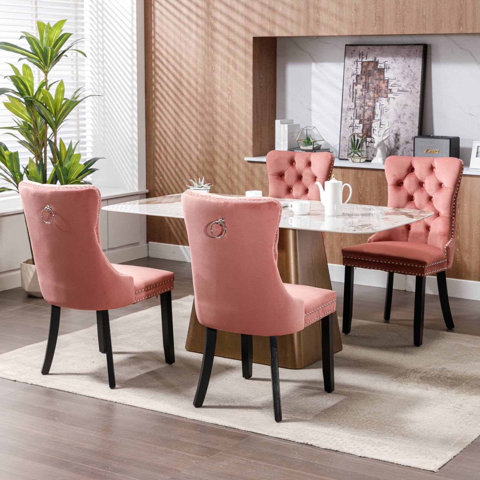 MERAVOM Velvet Dining Chairs Set of 2, Upholstered High end Tufted ...