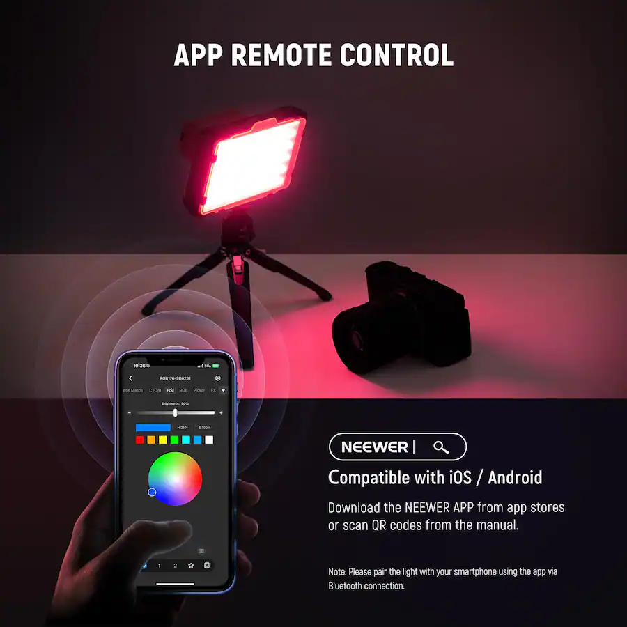 Neewer Rgb Light Neewer APP Controlled RGB Video Light, 360° Full Color, Uses NP F750 ...