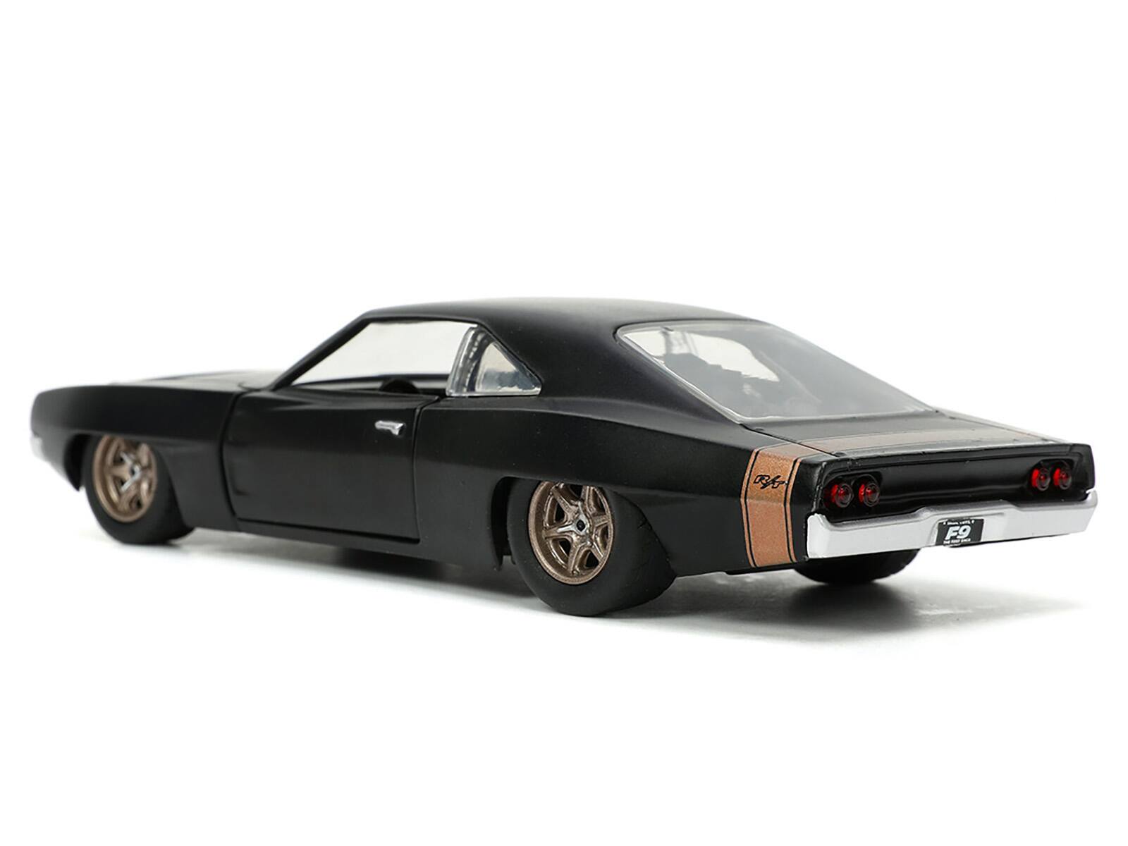 Back. Jada - 1968 Dodge Charger Widebody Matt Black with Bronze Tail Stripe "F9" (2021) Movie "Fast & Furious" Series 1/32 - Matt Black with Bronze.