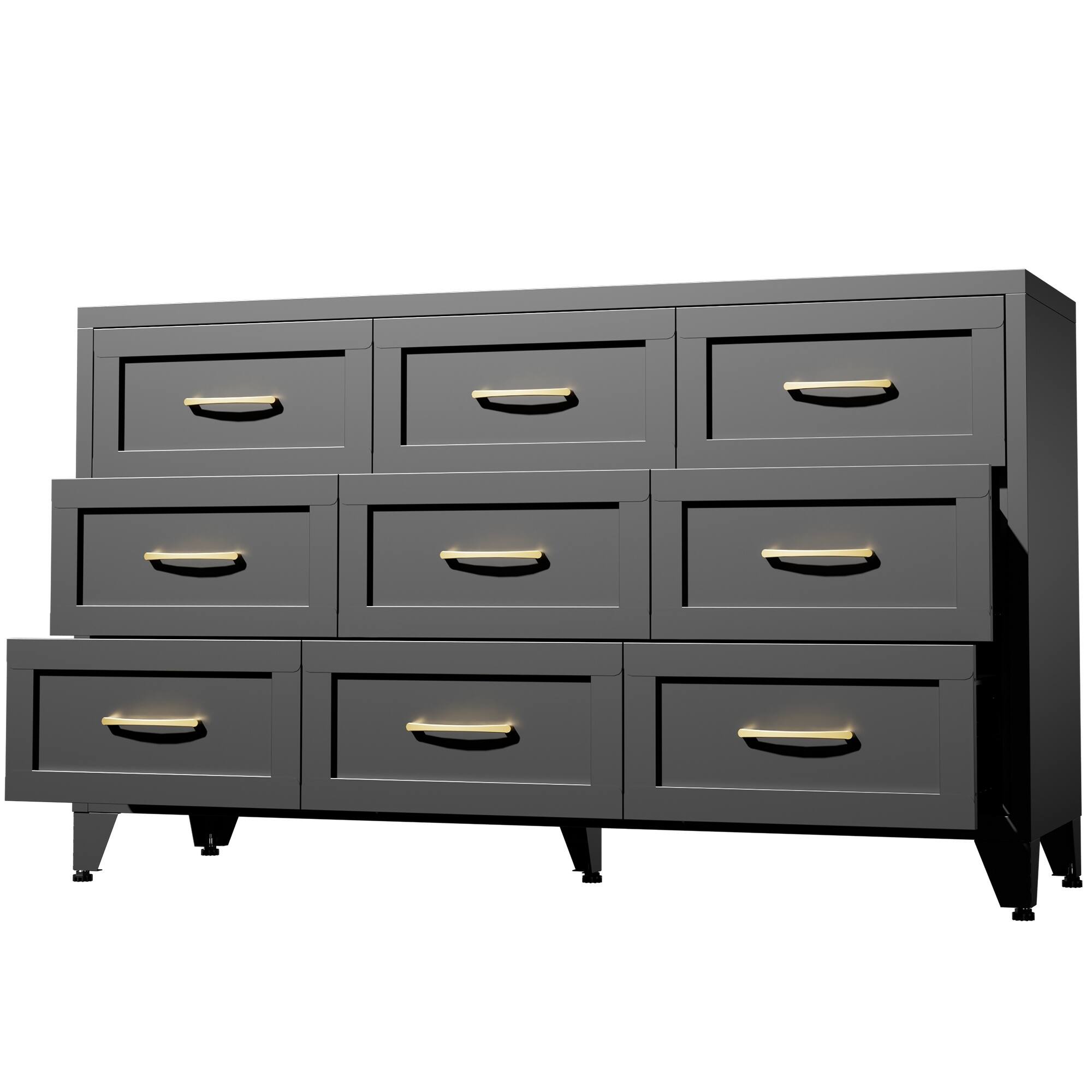 Alt View 7. Boyel Living - 9-Drawer Metal Dresser with Smooth-Glide Storage - Black.