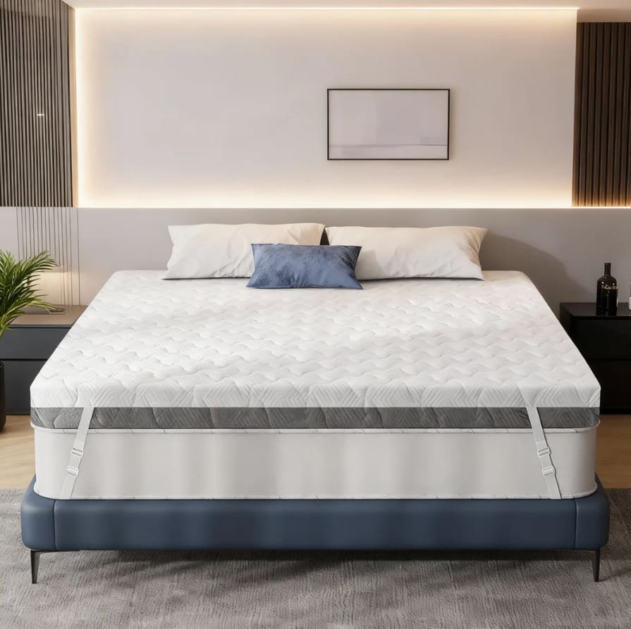 Vipbear - 4 Inch King Firm - Extra Firm Dual Sides Flippable Mattress , High-Density Bed Topper with Removable Cover - White