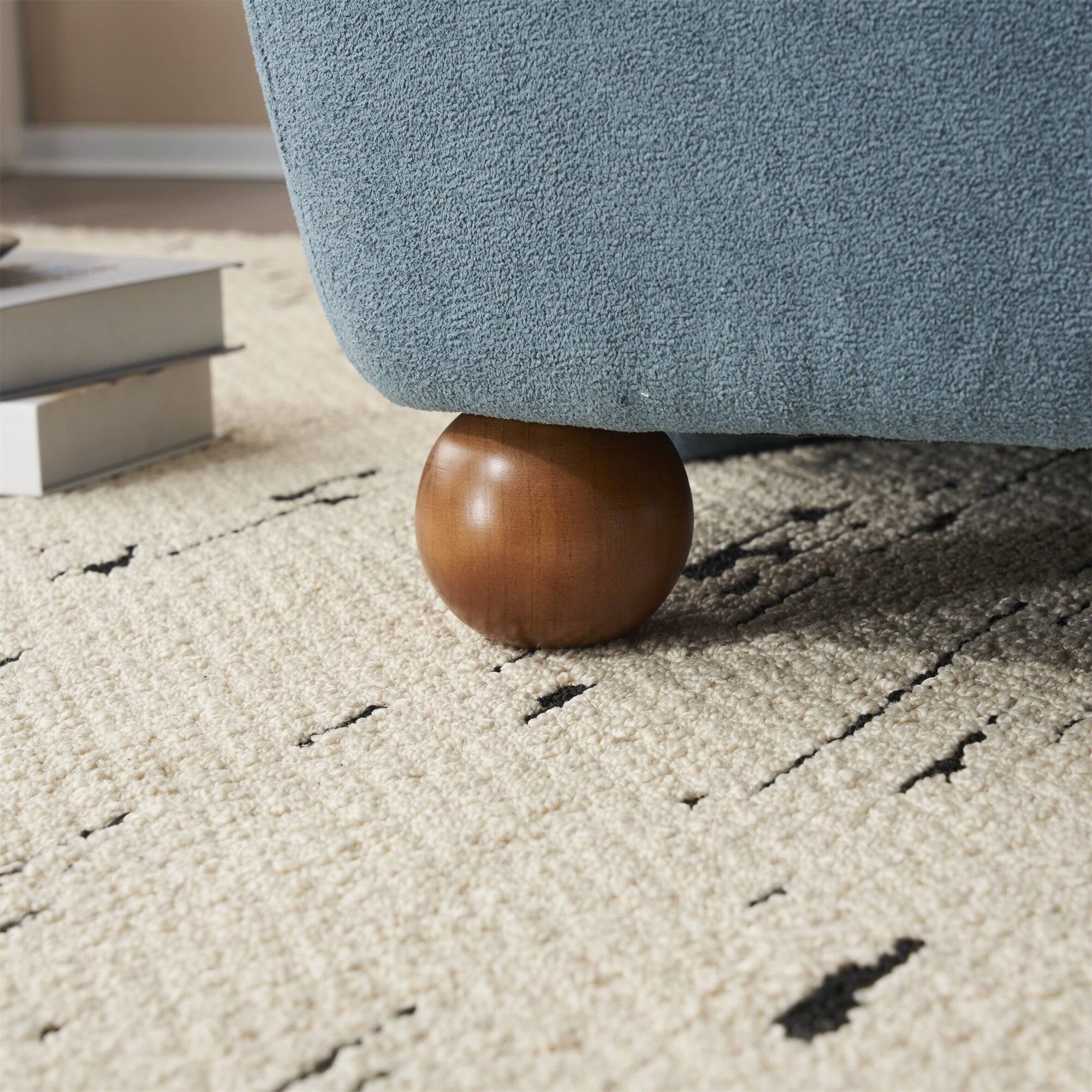 Alt View 4. Boyel Living - Blue Modern Low Back Upholstered Armless Living Room Chairs with Round Pine Wood Feet for Small Living Spaces - Blue.