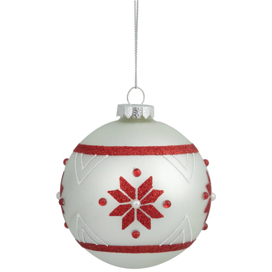 Northlight Glittered Snowflake Glass Christmas Ball Ornament 4