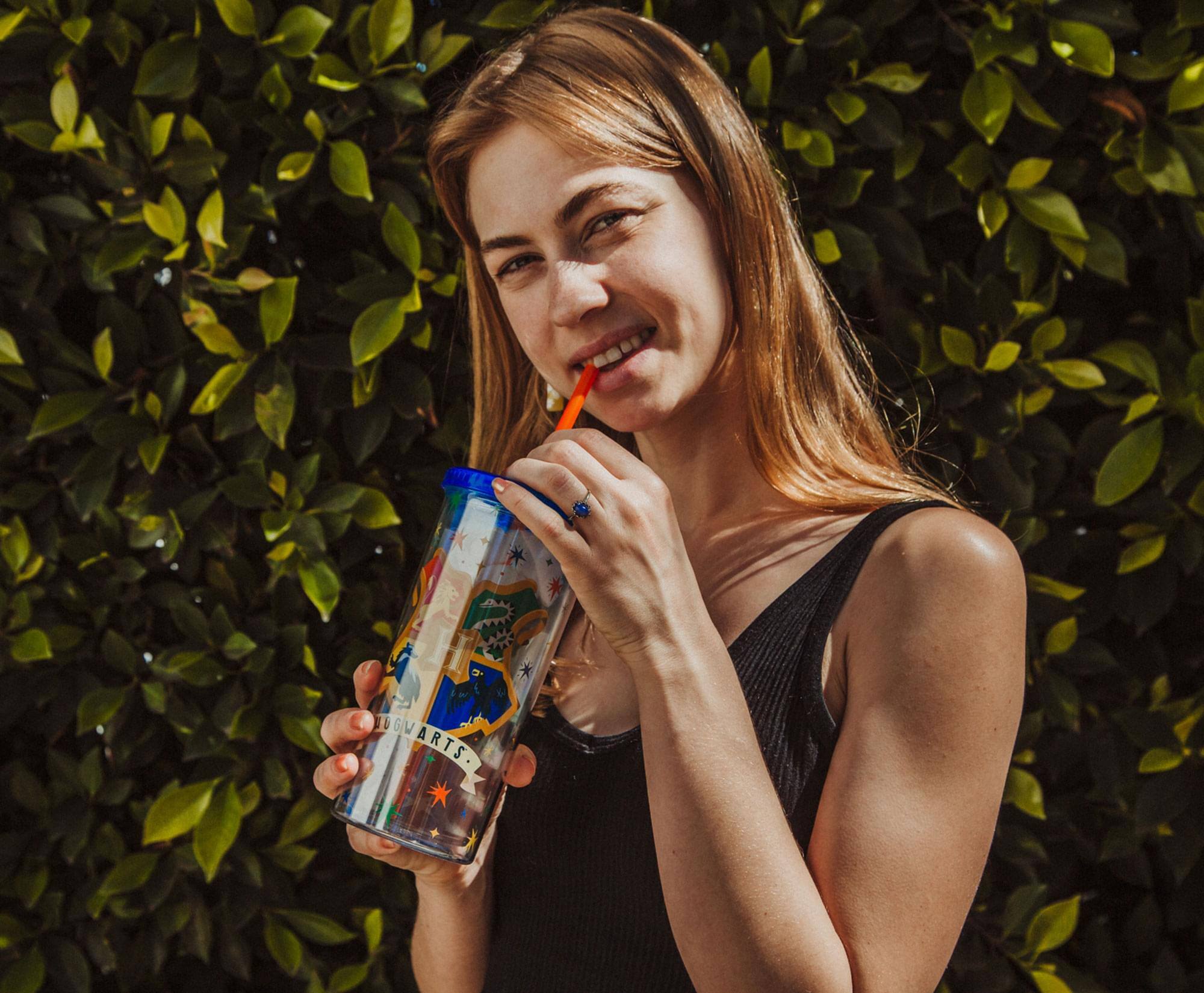 Alt View 5. Silver Buffalo - Harry Potter Hogwarts Crest Carnival Cup With Lid And Straw | Holds 20 Ounces - Blue.