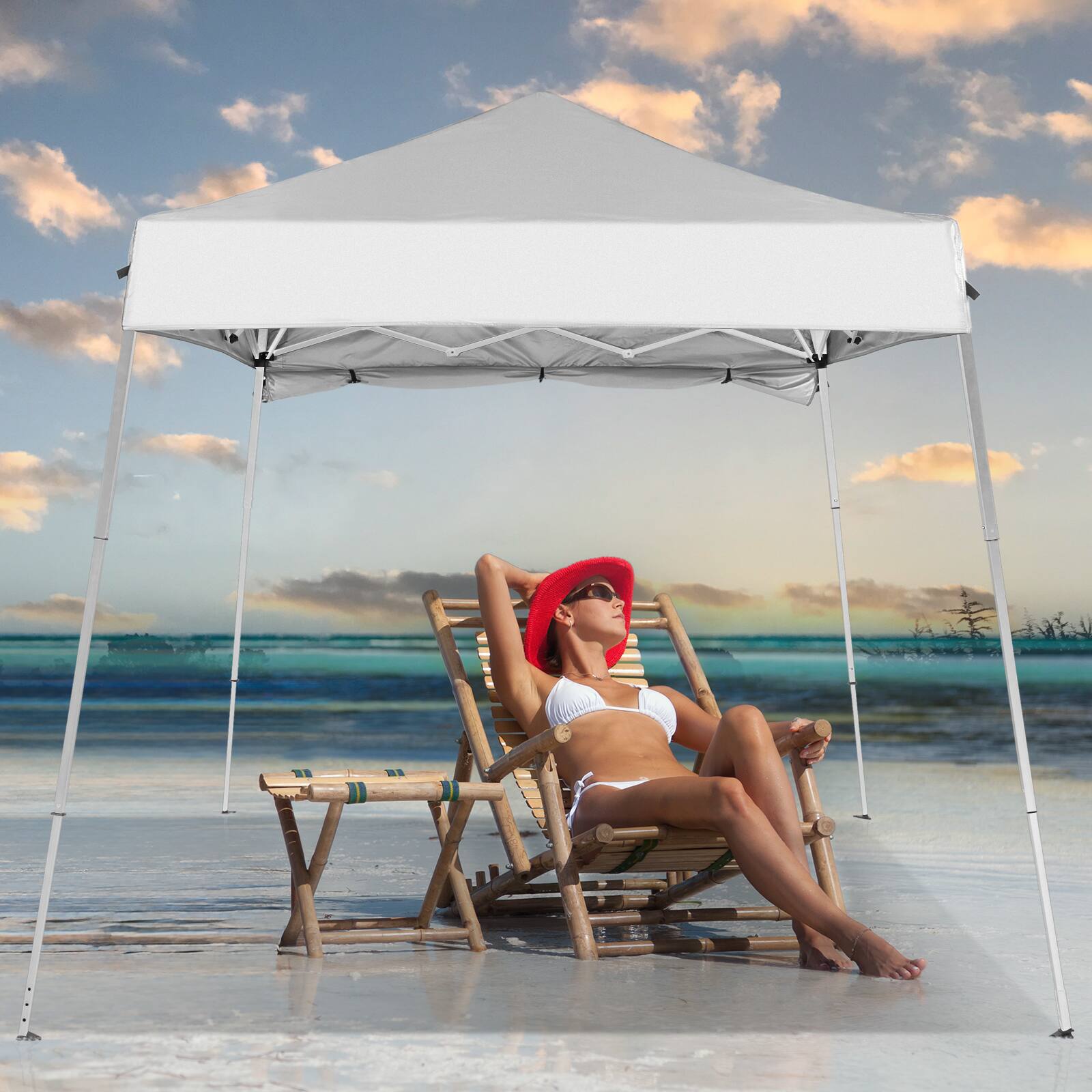 Alt View 1. Winado - 6x6 ft Pop Up Canopy Tent, Outdoor Small Canopy Tent with Backpack, Patio Pop Up Gazebo Slant Leg Canopy with 1 Sidewall.