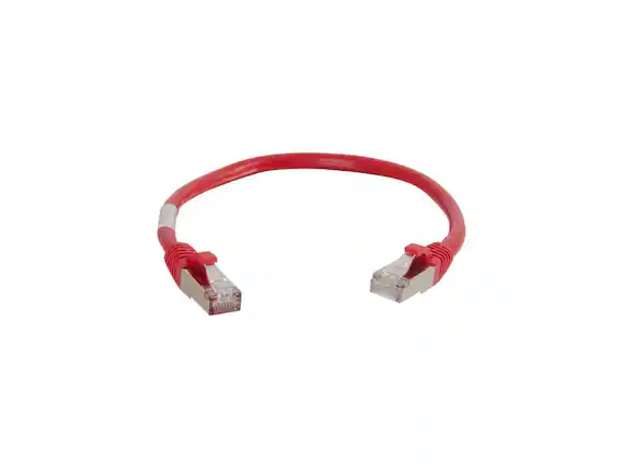 Front. Cables to Go - C2G 00983 Cat6 Cable - Snagless Shielded Ethernet Network Patch Cable, Red (6 Inches).
