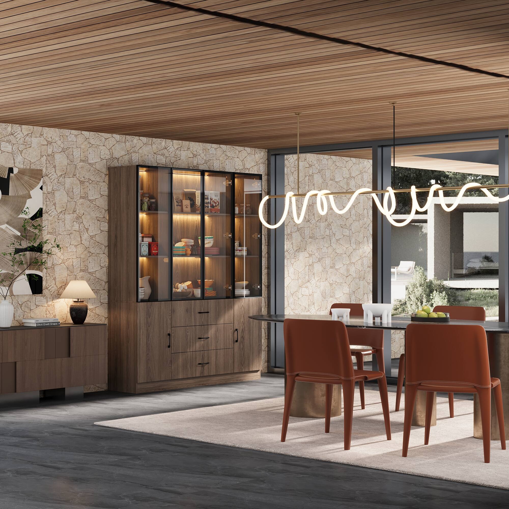 Alt View 10. FUFU & GAGA - FUFU&GAGA Glass - Door Display Cabinet Press - Open Silent Slides & Ambient Lighting for Sophisticated Showcasing - Brown.