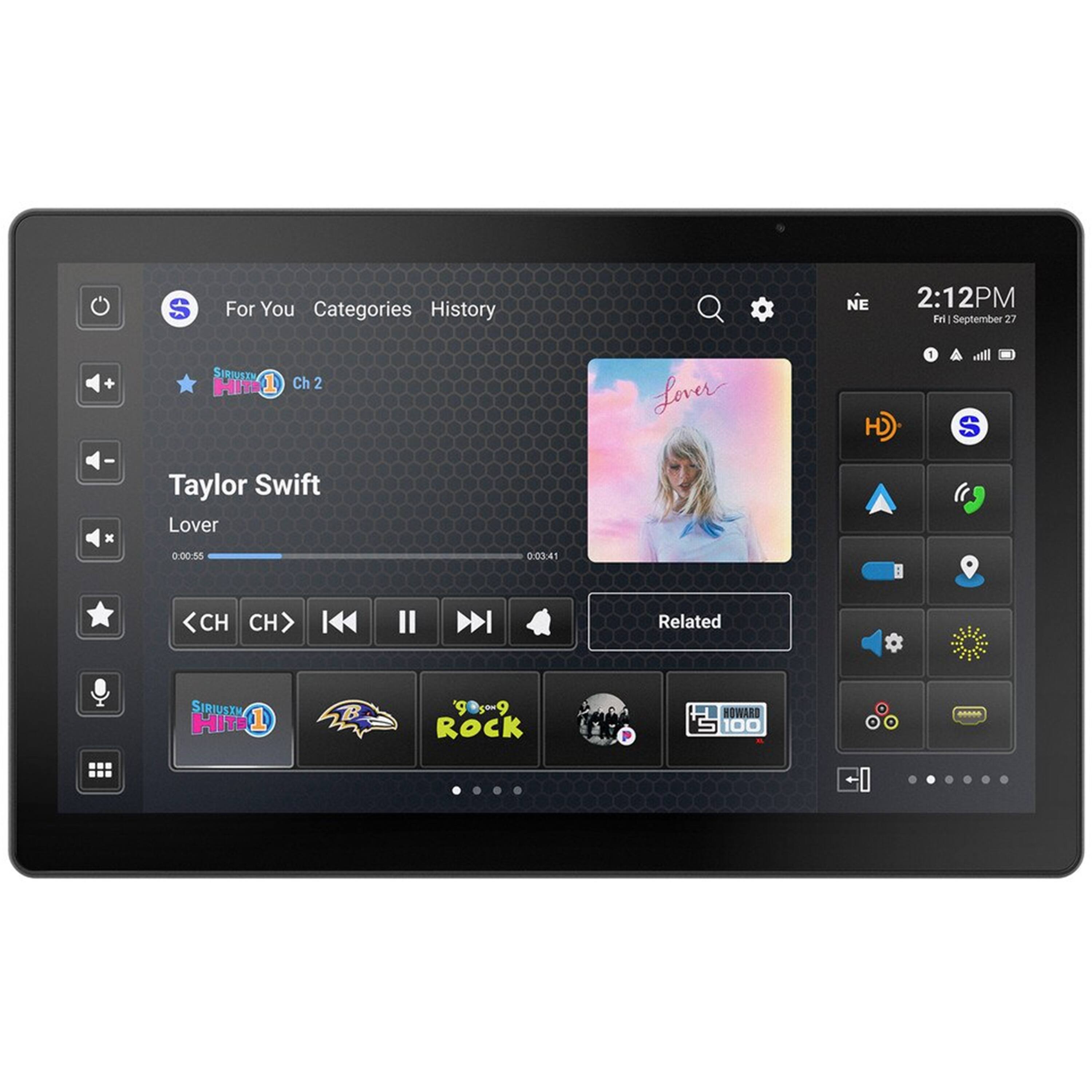 For You Categories History NE 2:12PM Fal September 27 + SIRIUSTM HiT 1 Ch 2 Lover HD 1 S  x Taylor Swift Lover 0:0055 00341 CH CH I Related SIRIUSTM HITE 1 B 9 9 ROCK HOWARD . a8 -