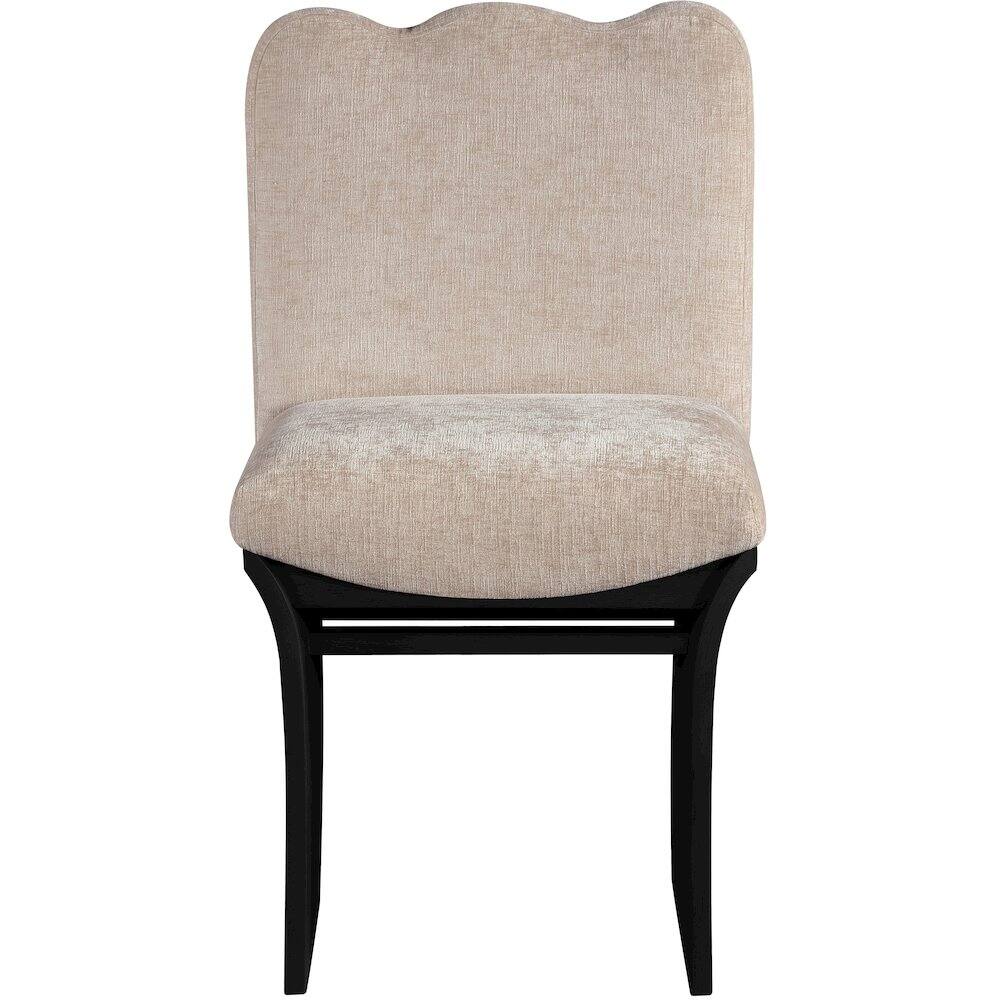Alt View 1. Meridian Furniture - Shaw Beige Chenille Fabric Upholstered Dining Chair - Black.