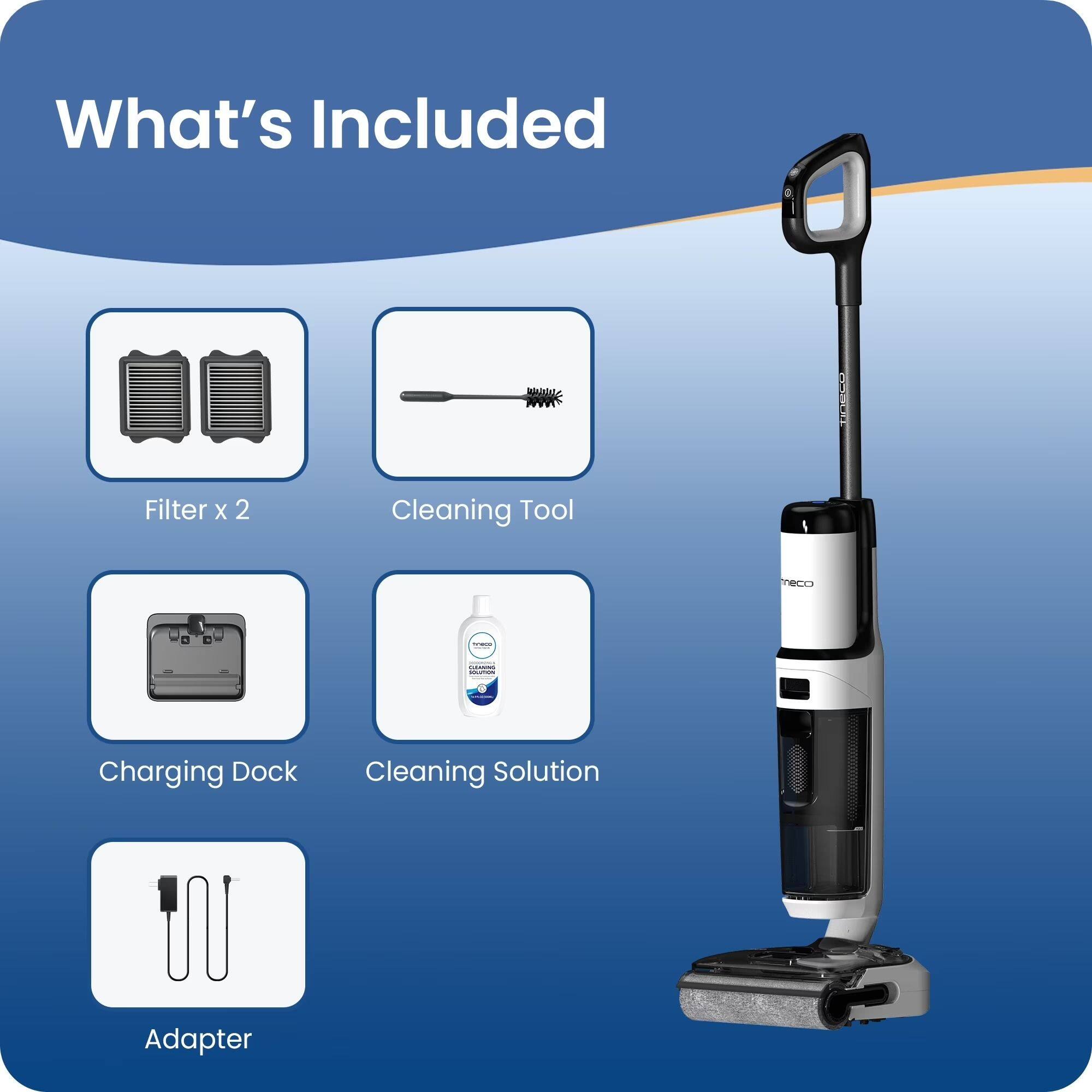What's Included
- Filter x 2
- Cleaning Tool
- Charging Dock
- Cleaning Solution
- Adapter