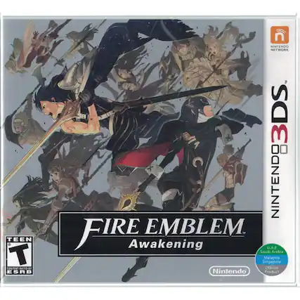 **Nintendo 3DS**
**Fire Emblem Awakening**
**Teen T**
*Content Rated by ESRB*
**Nintendo Network**
**U.A.E Saudi Arabia Malaysia Singapore**
*Official Nintendo Product*
**Nintendo** - T (Teen 13+)
