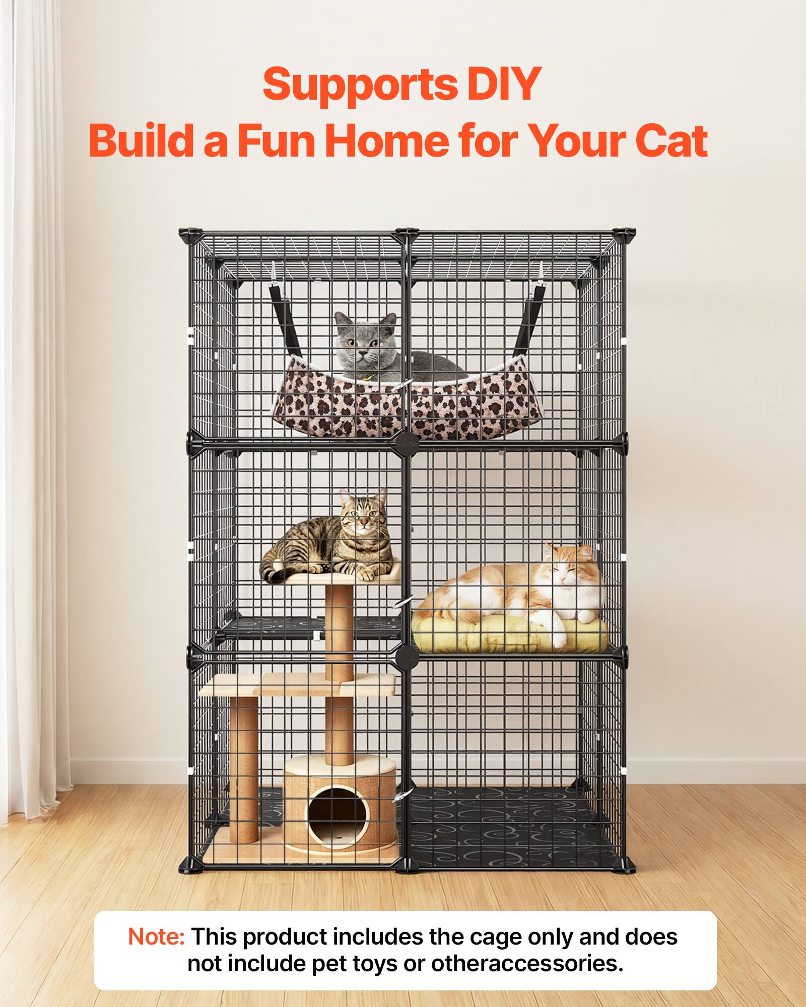 Supports DIY Build a Fun Home for Your Cat

Note: This product includes the cage only and does not include pet toys or other accessories.