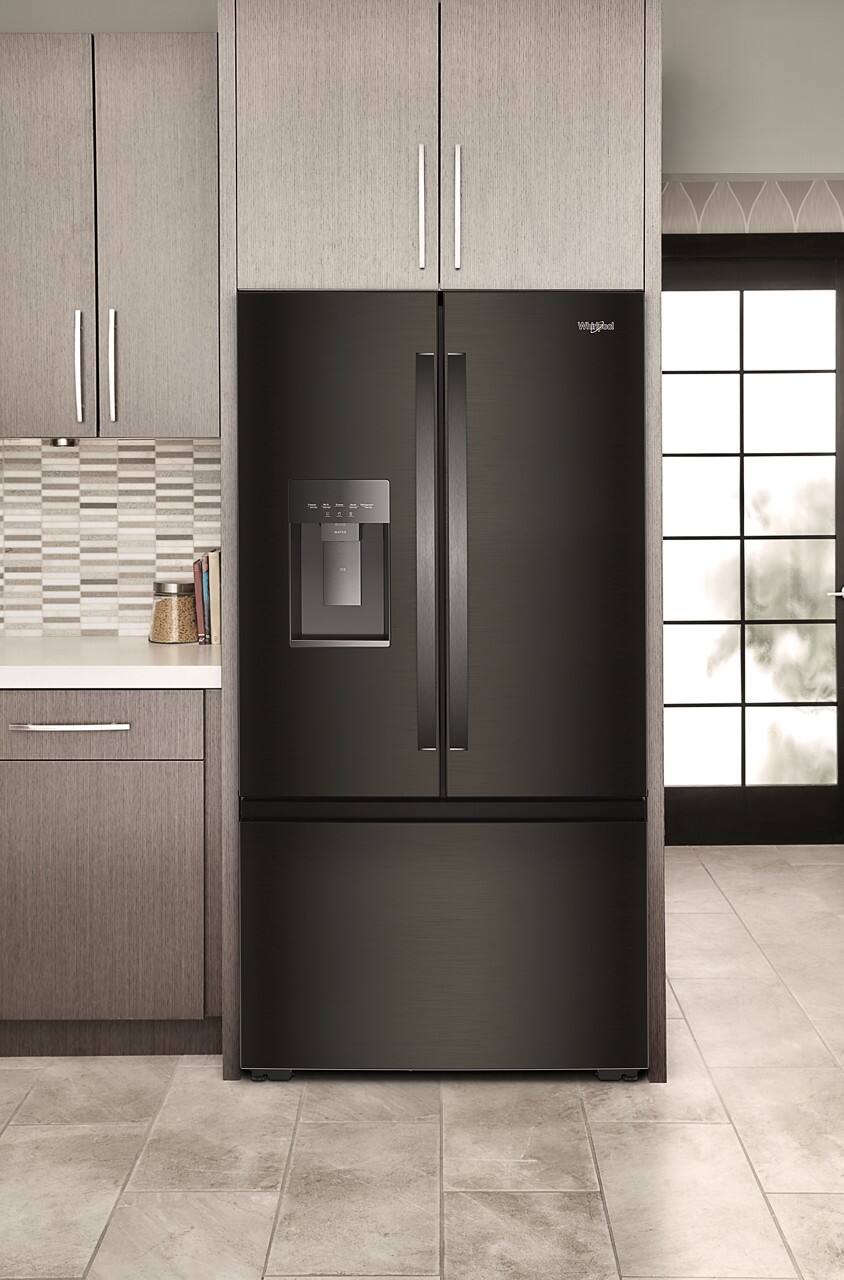 Alt View 9. Whirlpool - 36 in. Wide 23.4 cu. ft. 3-Door French Door Counter-Depth Refrigerator - Black Stainless Finish.