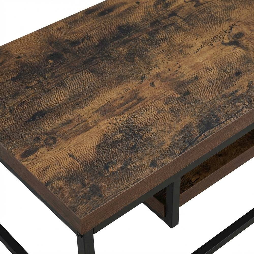 Alt View 4. FurniFact - Weathered Oak and Black Metal TV Stand with Storage Compartments - White.