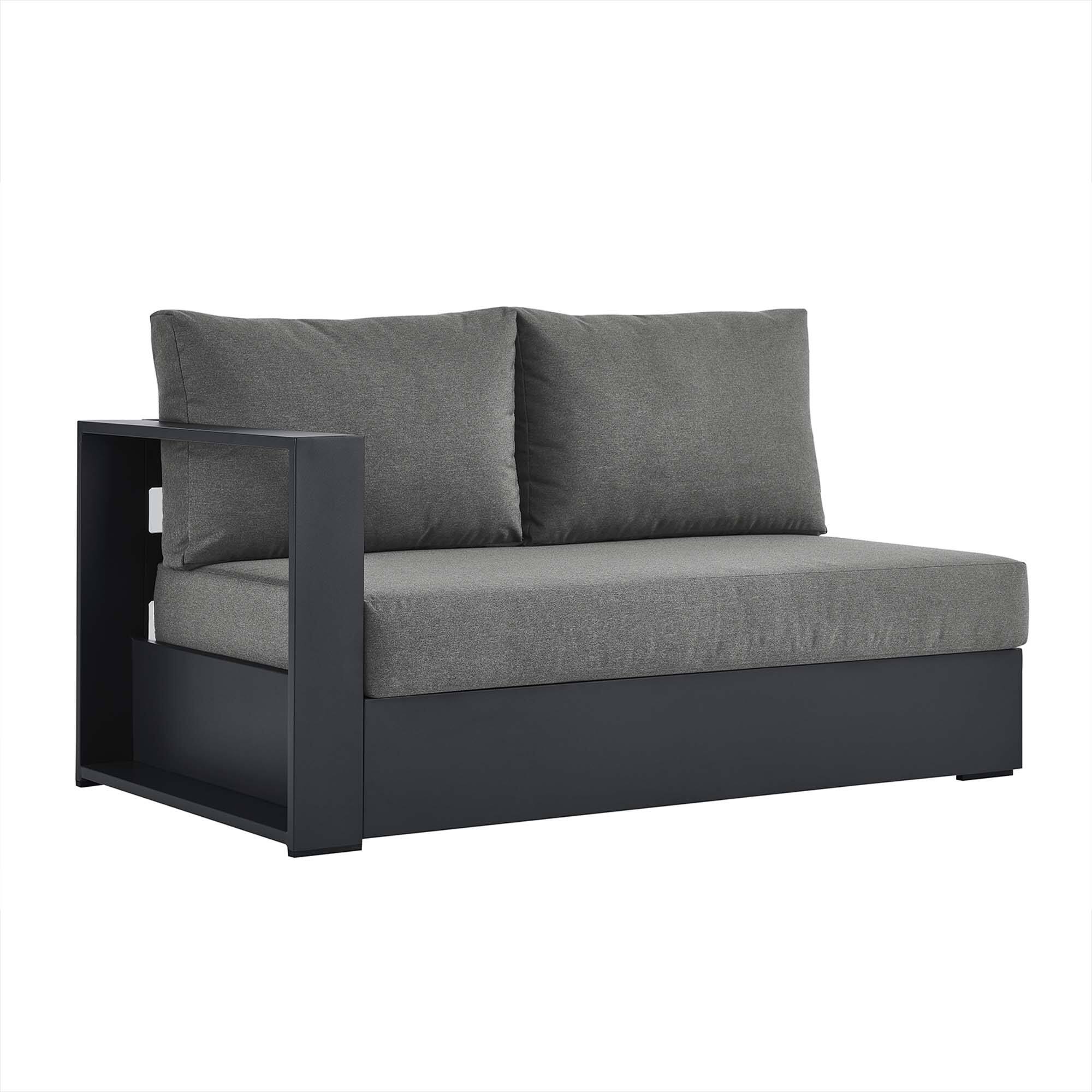 Angle. Modway - Tahoe Outdoor Patio Powder-Coated Aluminum Modular Left-Facing Loveseat by Modway - Gray Charcoal.